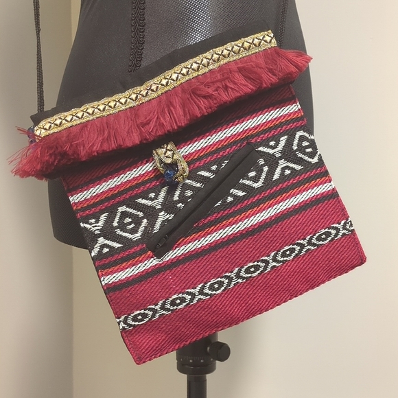 Authentic Peruvian Square Shaped Satchel/Crossbody Handbag Purse - Picture 2 of 12